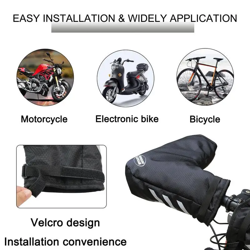 Bicycle Handlebar Warmers Mittens Winter Cycling Motorcycle Reflective Handlebar Muffs Windproof Waterproof Bike Handlebar Cover