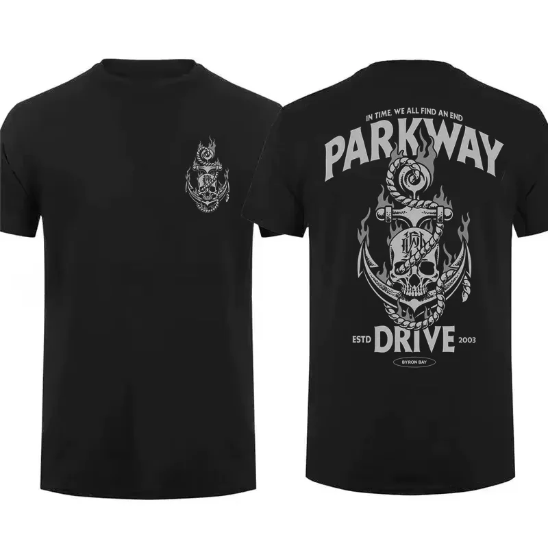 

2025 Summer New Fashion Men's T Shirt Double-sided Vice Grip Black By Parkway Drive Oversized Graphic Youth Cloth Streetwear Tee