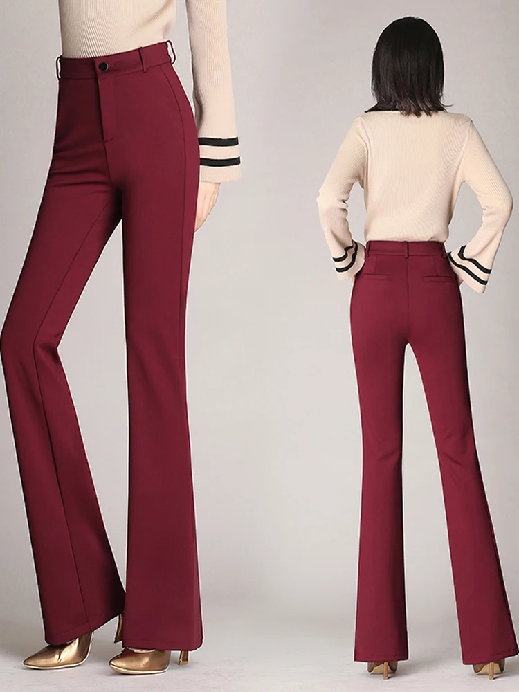 Pantaloni casual blazer taglie forti Pantaloni da ufficio da donna Pantaloni lunghi in fibra di poliestere Street Sle Vita l Stagione autunnale