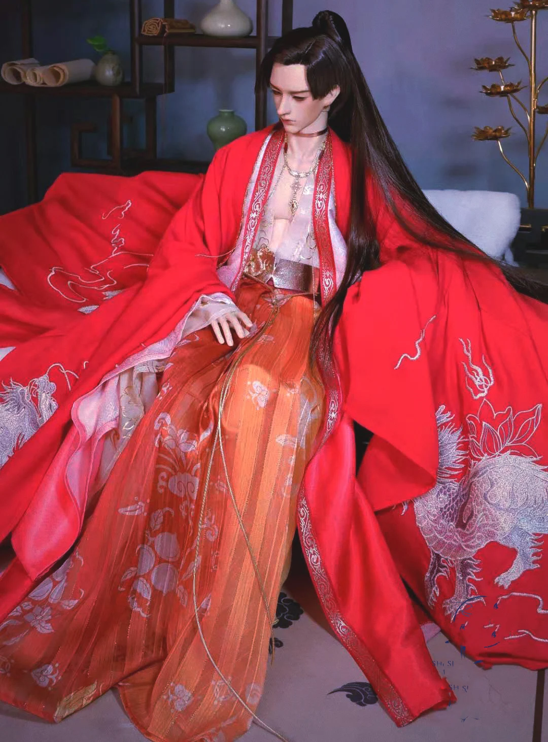 1/3 BJD Hanfu Ancient Costume Robe Warrior Outfit For SD13 POPO68 Longhun73 ID72 Strong Uncle Doll Clothes Accessories A1646