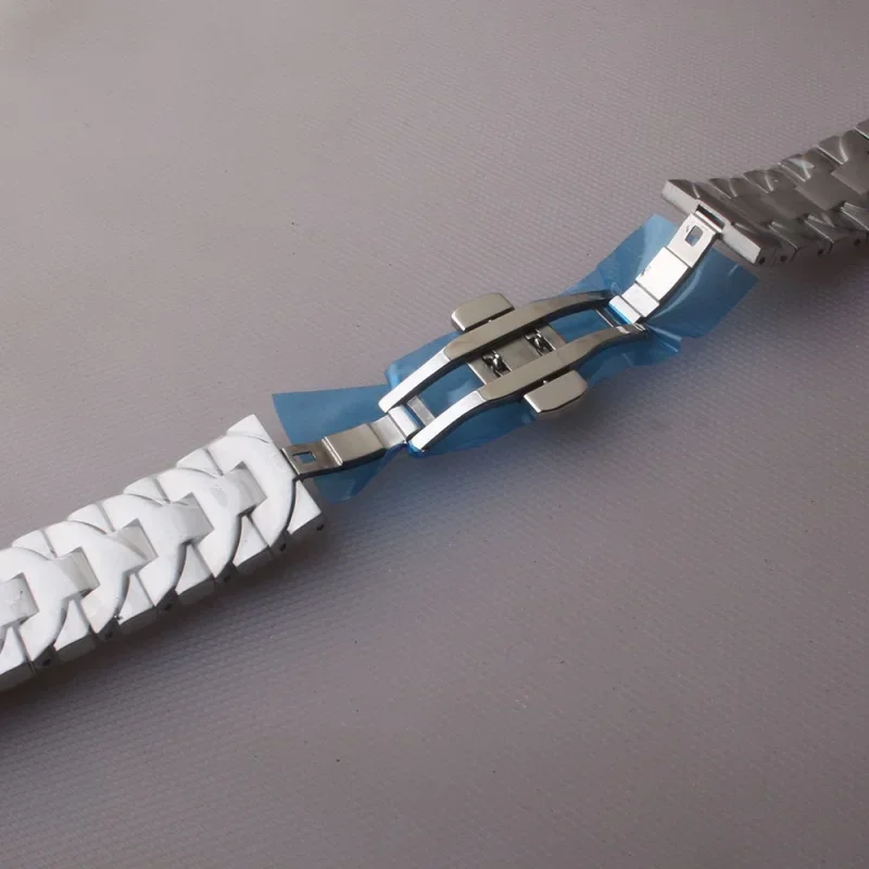 ل بانيراي حزام لومينور pam441 111 معصمه فراشة المشبك 24 مللي متر قوس واجهة الصلبة الفولاذ المقاوم للصدأ الأسود الفضة حزام الساعات