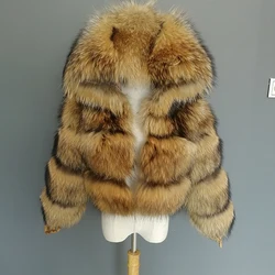 Luxus echte Frauen Silber Gold Fuchs Pelz mäntel mit Pelz Kapuze Jacke Mode weibliche Winter dicke warme echte Pelz Oberbekleidung