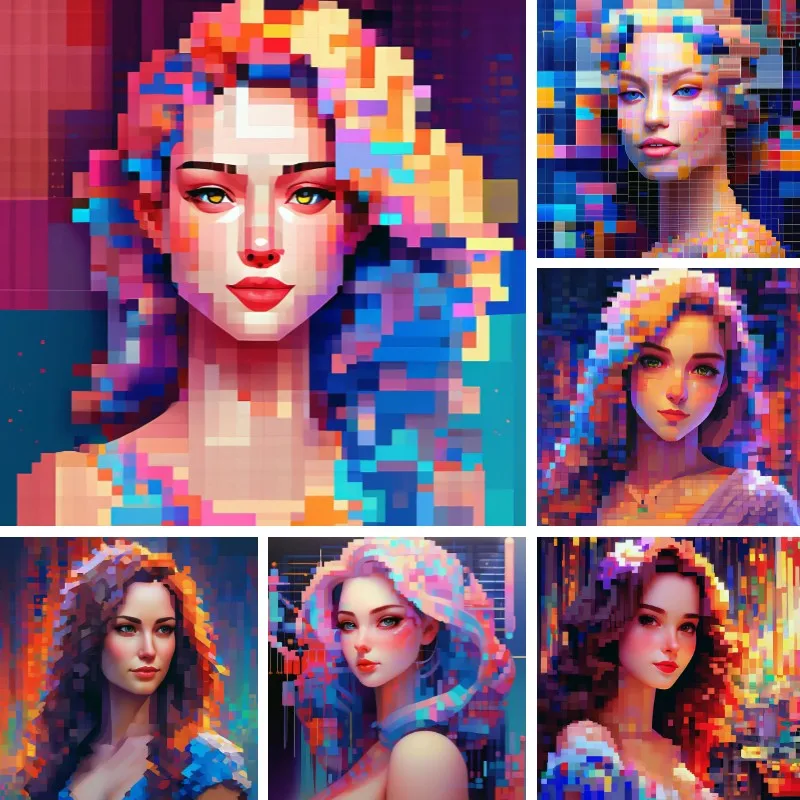 Full Drill Square 5D DIY Diamond Painting Colorful Future Woman Portrait Diamond Embroidery Picture of Rhinestone Decor Home