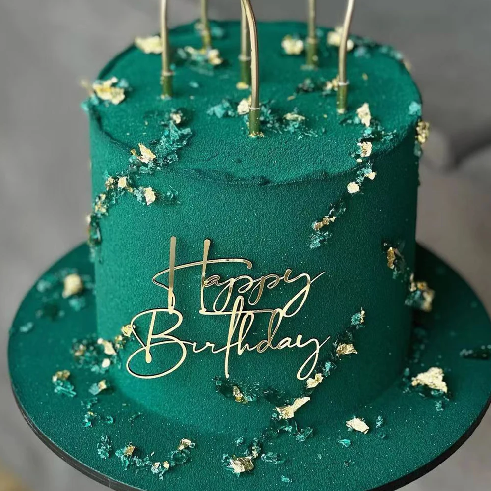 3 قطع من أغطية كعكة عيد الميلاد السعيدة من الأكريليك الذهبي لحفلات أعياد الميلاد وحفلات الهدايا وحفلات الزينة DIY