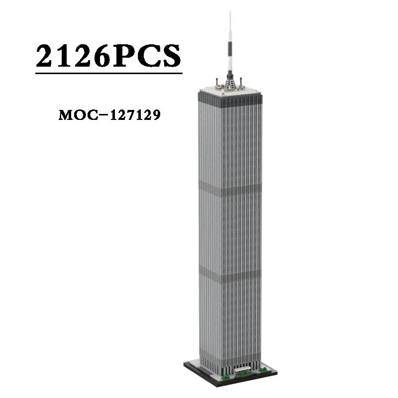 Building Blocks MOC-127129 World Trade Center 1:800 Scale (North Tower) Model Ornaments 2126 Pieces Birthday Toys Christmas Gift