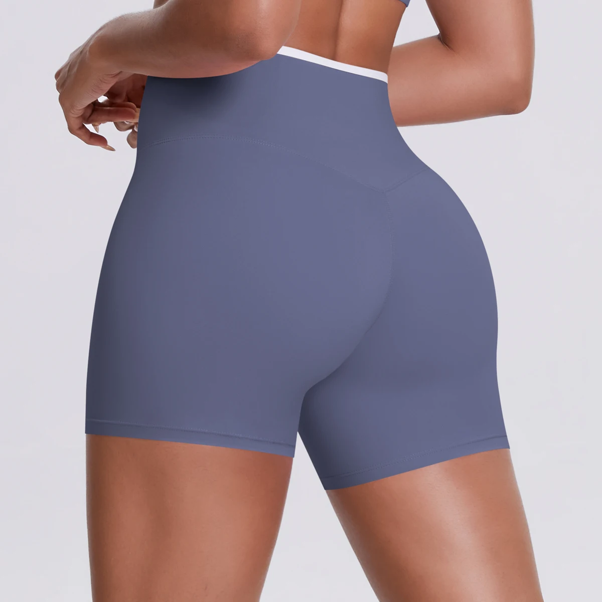 Yoga-Shorts, Damen-Fitness-Shorts, Shorts mit V-förmiger Taille, Lauf- und Fahrradshorts, atmungsaktive Sportleggings, Shorts mit hoher Taille für das Training und das Fitnessstudio. – Detail 27