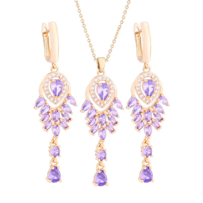 Fashion hot-selling earrings, pendant set, jewelry, women's exquisite light luxury zircon ear buckles, exaggerated earrings.