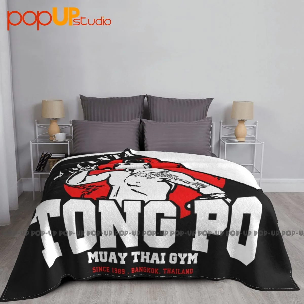 Tong Po Muay Thai Fighter Villain Kickboxer Van Damm Blanket Shaggy Ultra-Soft Decorative Sofa