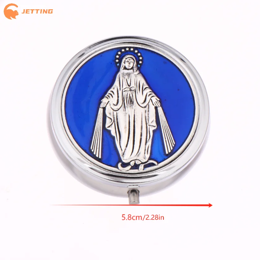 [ZENG001] 1 قطعة صغيرة مستديرة الرجعية المعادن المقدسة بالتواصل سانت بنديكت الوردية هدية صندوق تعبئة المجوهرات الدينية