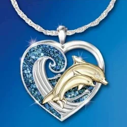 New Fashion and Exquisite Heart Shaped Dolphin Women's Pendant Necklace Romantic Party Accessories