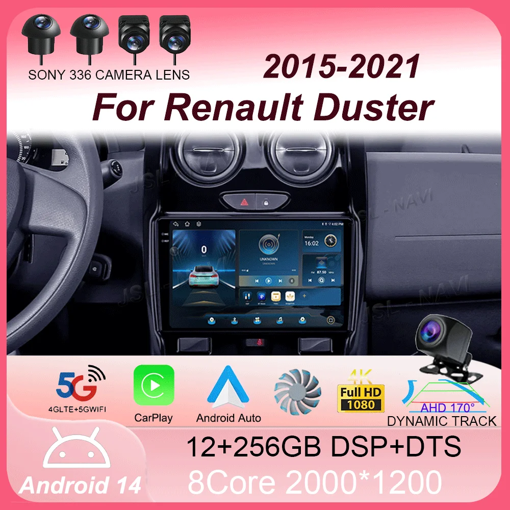 

For Renault Duster 2015-2021 For LADA Largus 2021 Android14 Carplay Auto GPS Car Radio Navigation Multimedia Video Player Stereo