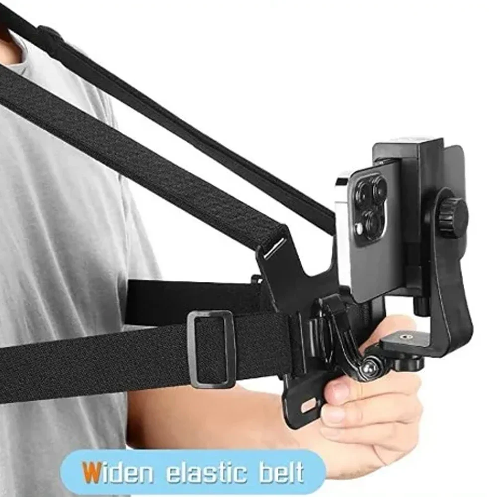 1 PC Adjustable Phone Clip Holder With Chest Strap Fixation Bracket for Sport Camera Mobile Phone Camera Black Holder Accessory - náhled 5