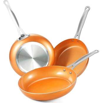 LMETJMA Frying Pan Nonstick 20 24 28cm Frying Pan with Ceramic Titanium Coating Round…