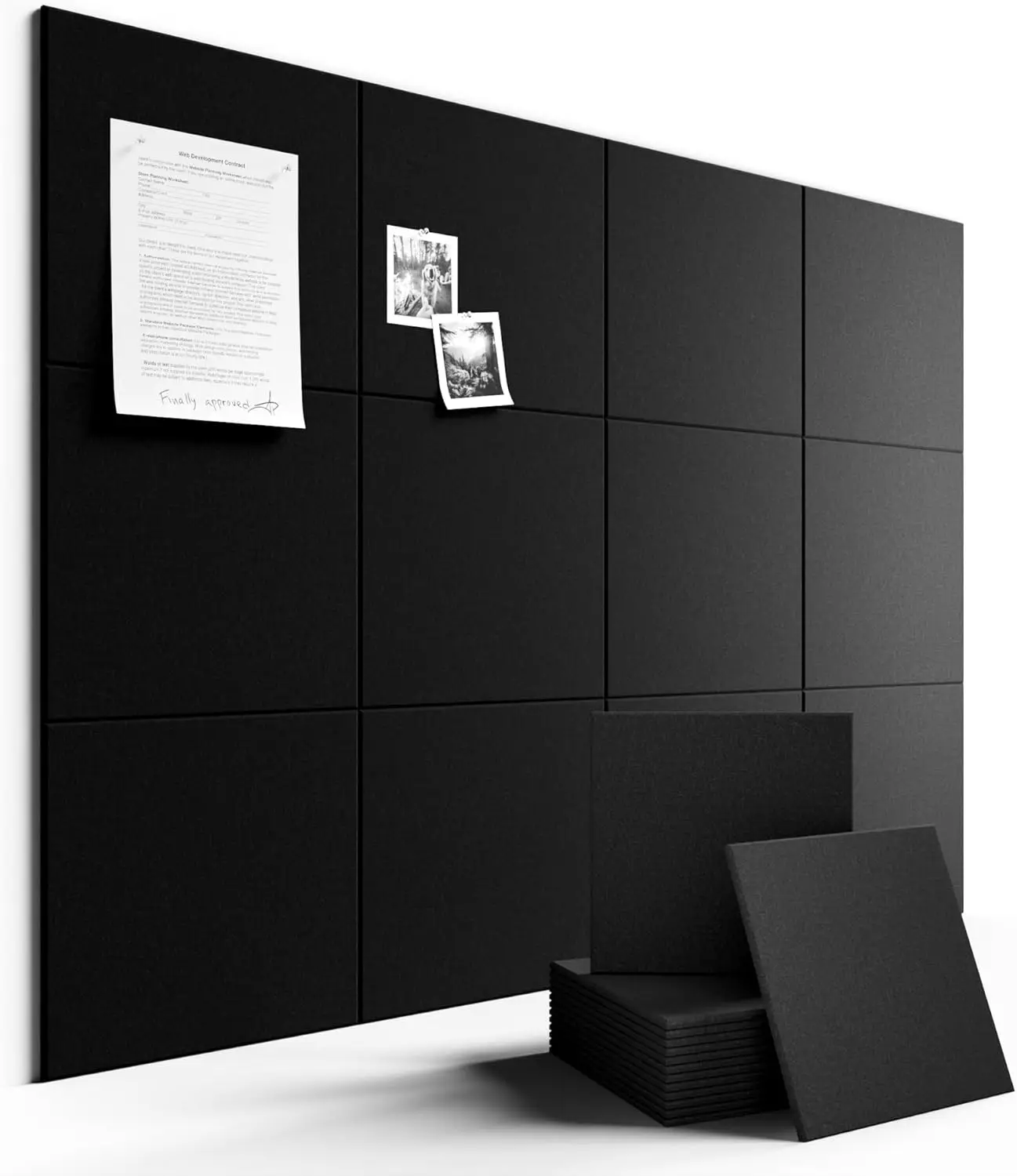 12PCS Wall Panels Felt Cork Pin Bulletin Boards Self Adhesive Soundproof Acoustic Panels Corcho Pared Tiles for Wall Decorative