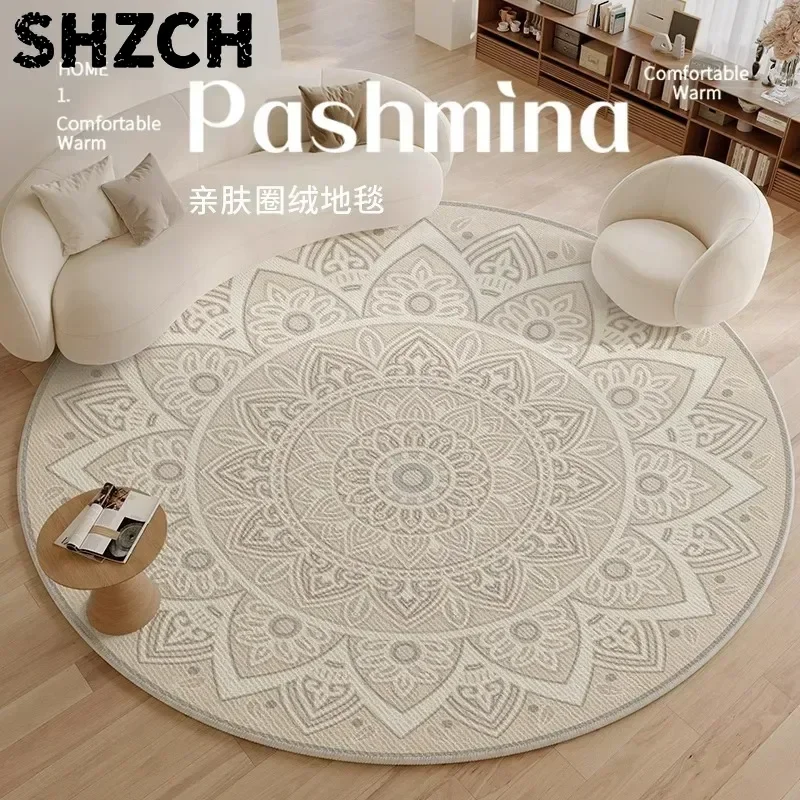 Carpet, living room, sofa, thickened  leave-in wipeable bedroom, autumn and winter home retro coffee table, new round floor mat