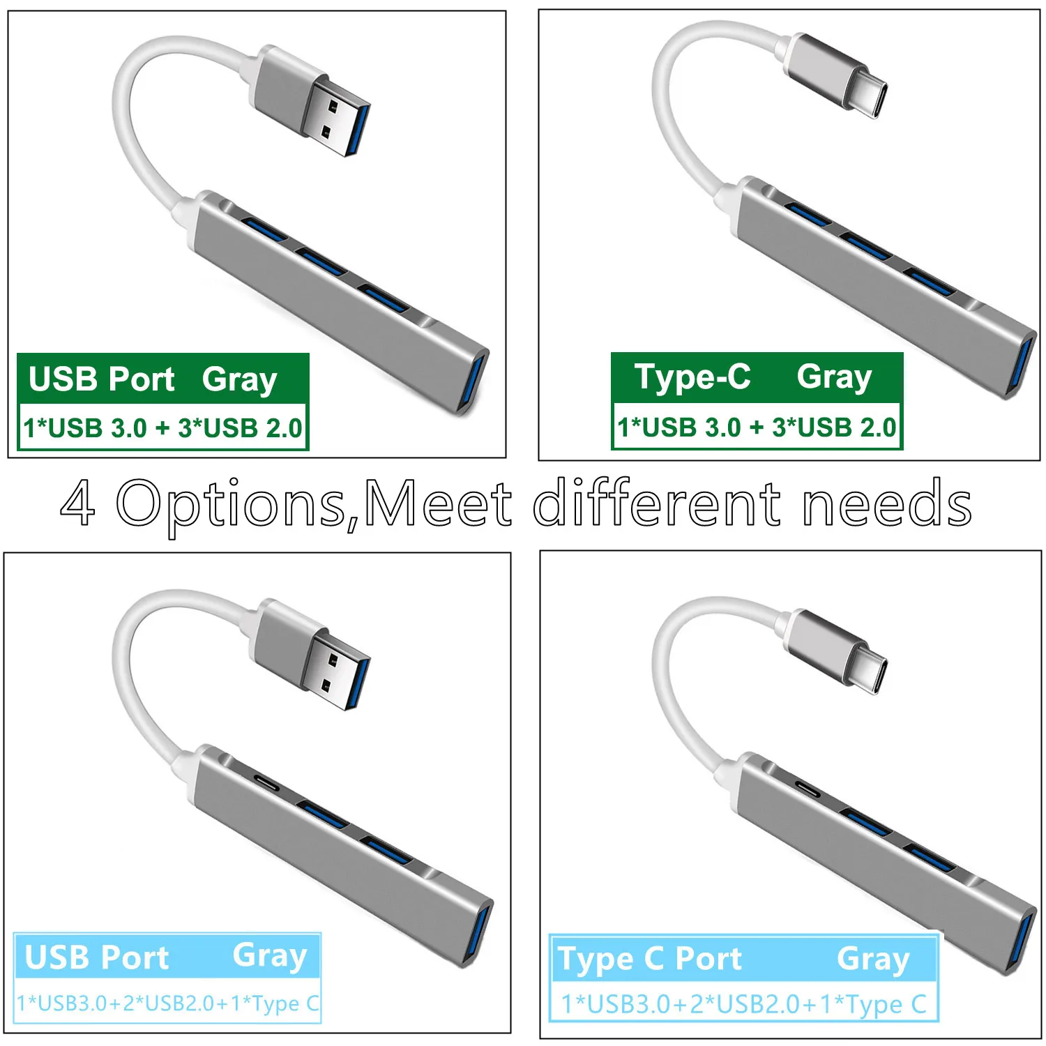 USB HUB Type C 4 Port Multi Splitter OTG USB 3.0 Adapter For Macbook 13 15 Air Pro Lenovo HUAWEI Xiaomi PC Computer Accessories