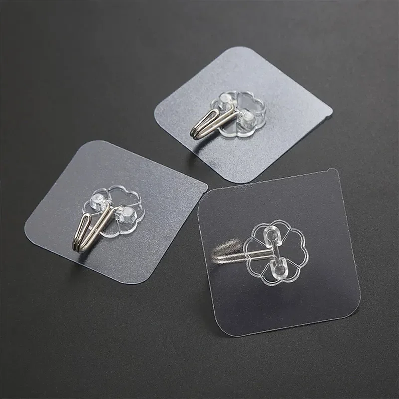 10/50/100pcs Strong Self Adhesive Hooks Key Storage Hanger Transparent Stainless Steel for Wall Door - view 6
