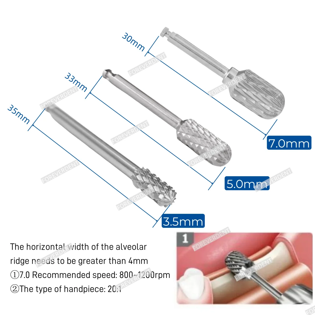 

3Sizes Dental Trimming Drill Shaping Sculpting Bone Ridge Contouring Bur Ananas