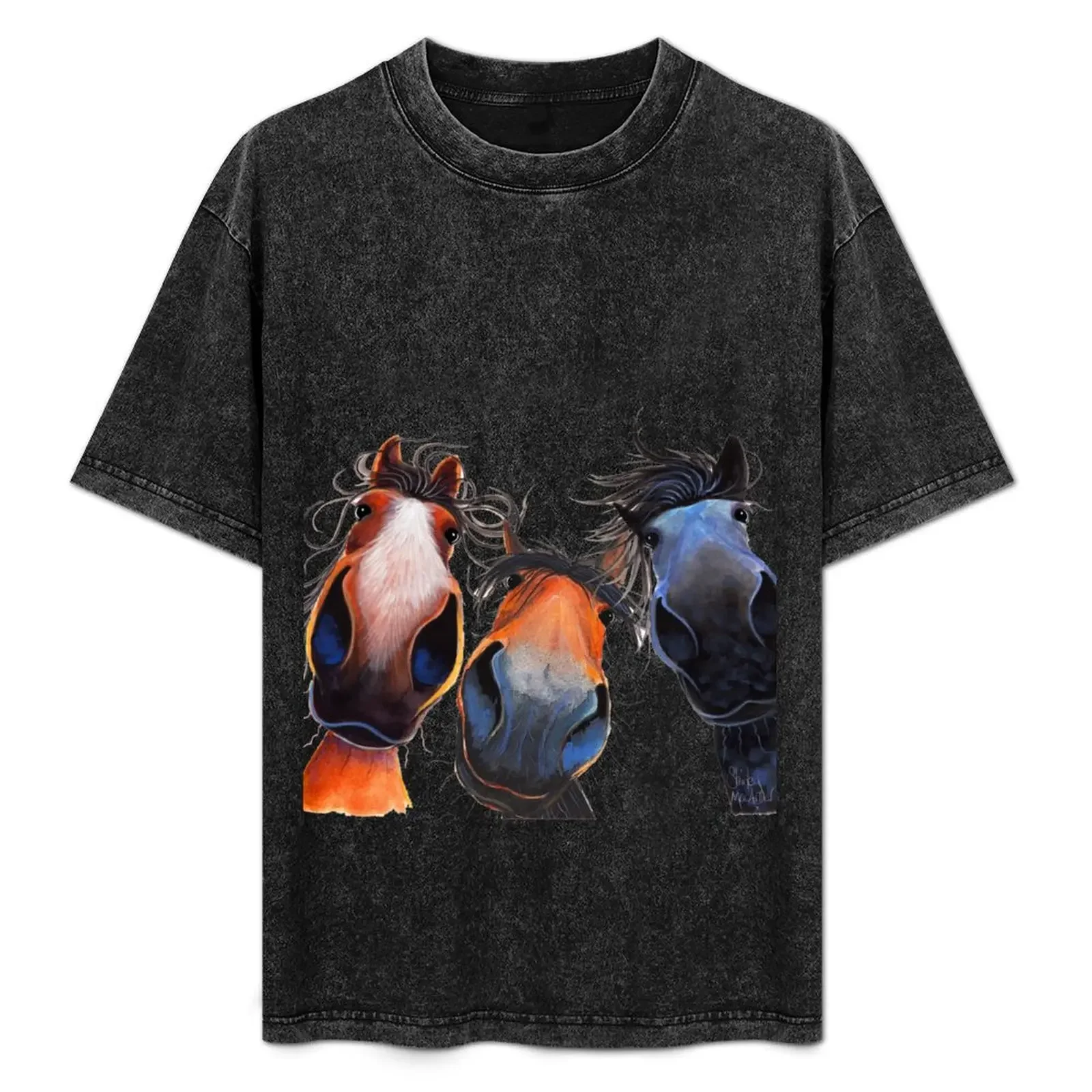 

HaPPY HoRSe PRiNT ' WHo LeFT THe GaTe OPeN  ' BY SHiRLeY MacARTHuR T-Shirt plain tops Funny t-shirt t shirt men