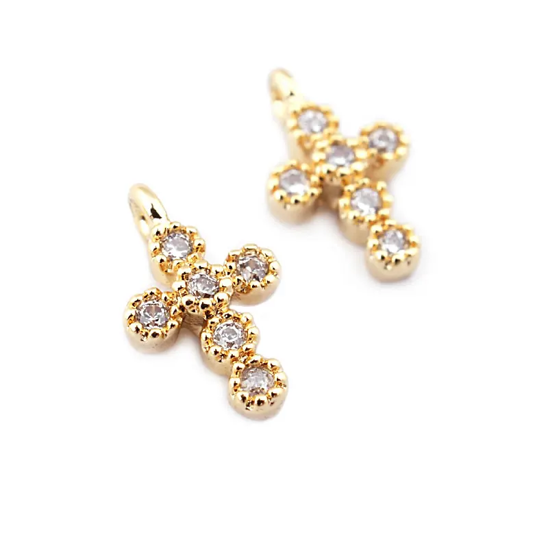 18K Gold Color Brass Cross Charms Pendants Diy Jewelry Necklaces Making Supplies Findings Earrings Accessories Wholesale