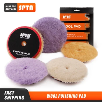 SPTA 3&quot;(80mm)/5&quot;(125mm)/6&quot;(150mm) purple wool cutting high density lambs polishing pads for RO/DA polisher