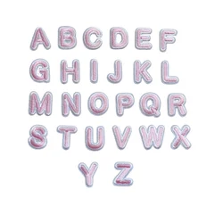2cm Height Pink Color Alphabet Embroidered Patches Iron On Sew On Fashion Motif Applique Hat Bag Shoe Kids Name Decor Repair Diy