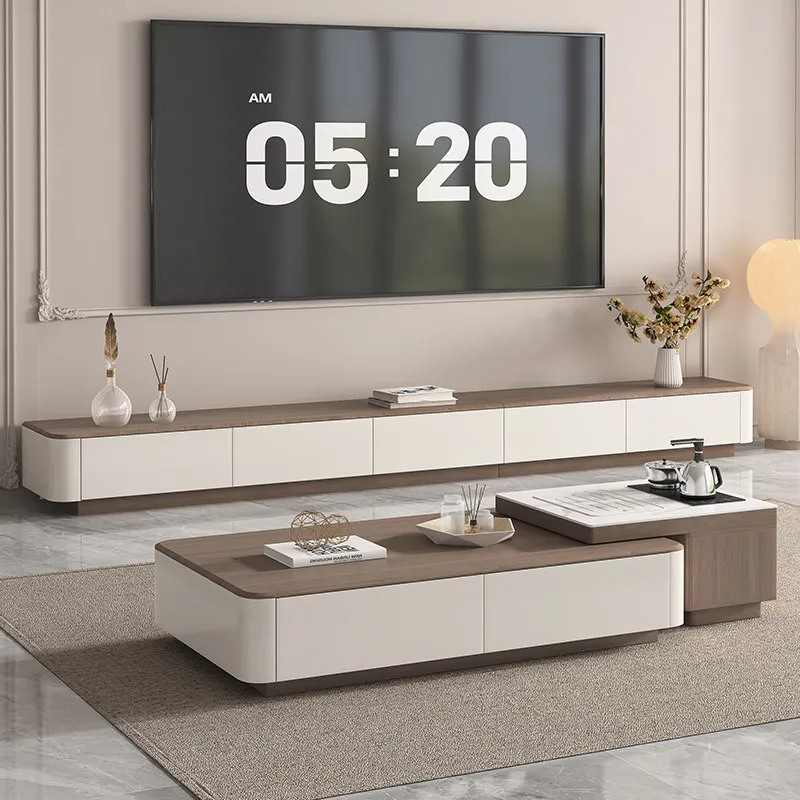 ✓x- Wood Kung Fu Coffee Table Storage Rollers Suitable for Small Living Rooms 2025 Modern Trendy Rock Slab Coffee Table*