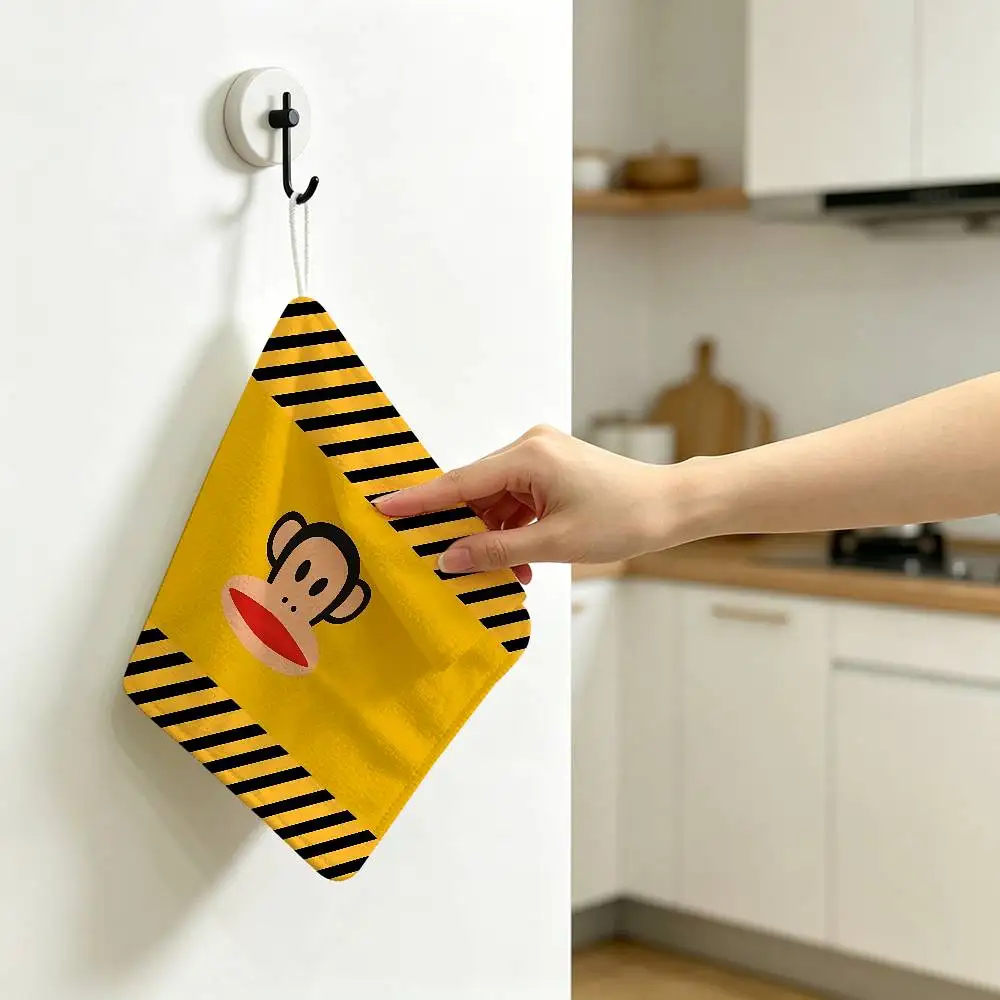 Logo P-Pauls F-Frank Polyester Cotton Hanging Kitchen Towel, Soft Hand Wiping Towel, Reusable for Kitchen Bathroom Home