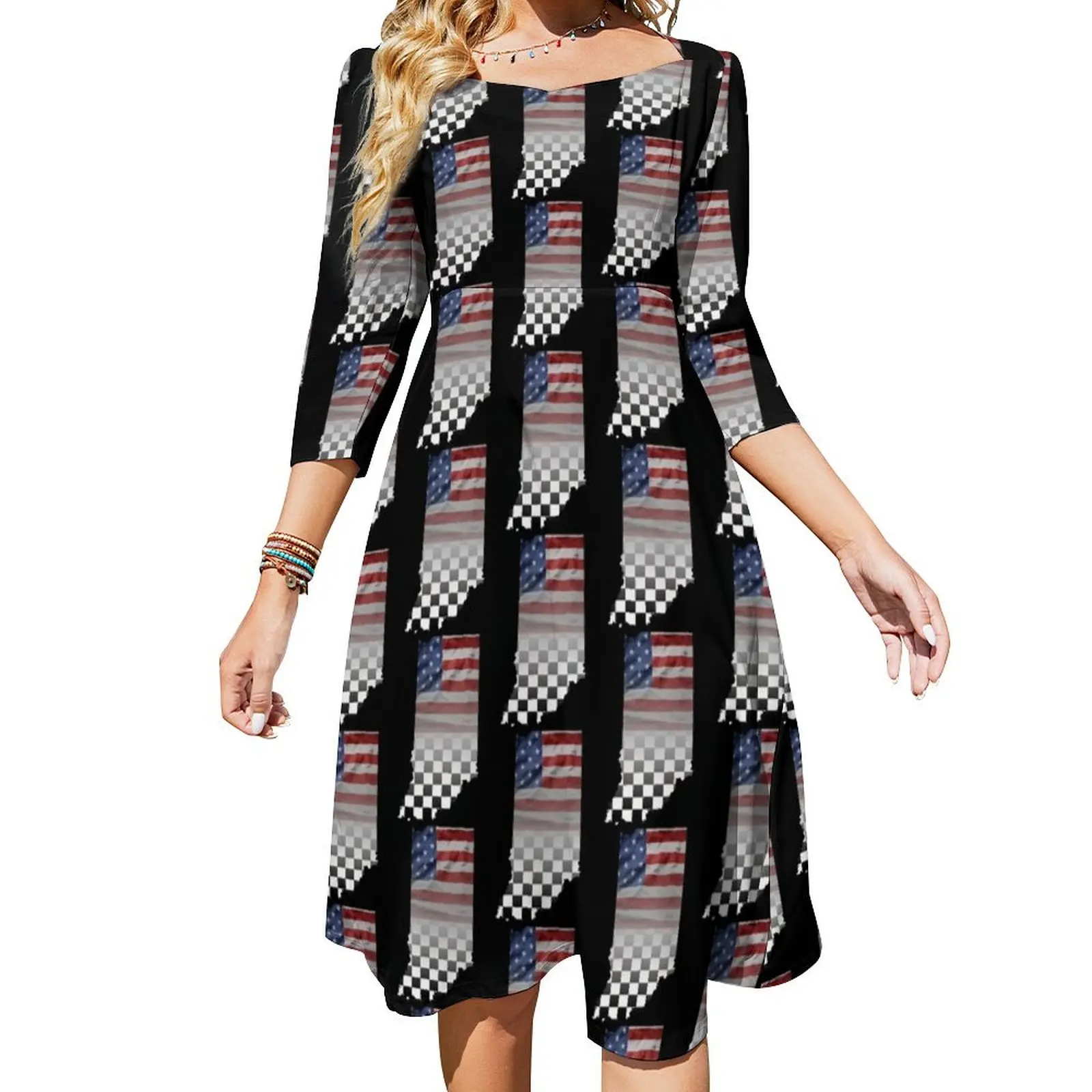 

Женское платье-колокол с графическим принтом, на день рождения