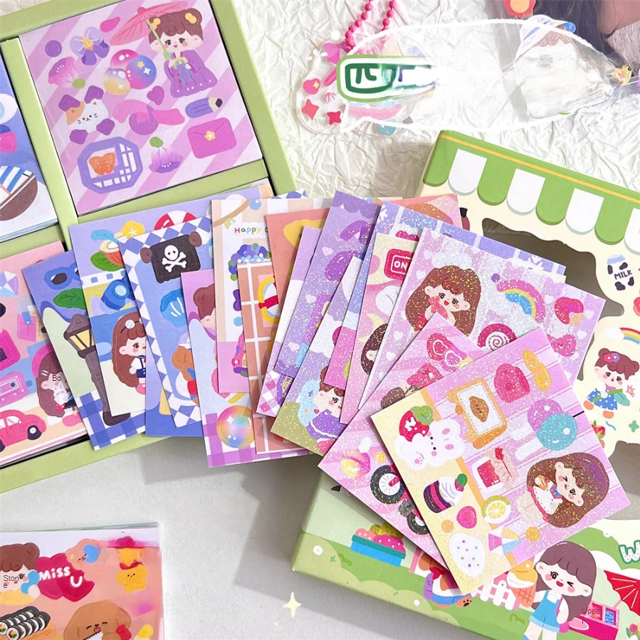 100 Pcs Non Repetitive Guka Sticker Set Starry Sky Little Girl Handbook Sticker Cute DIY Sticker Gift Box