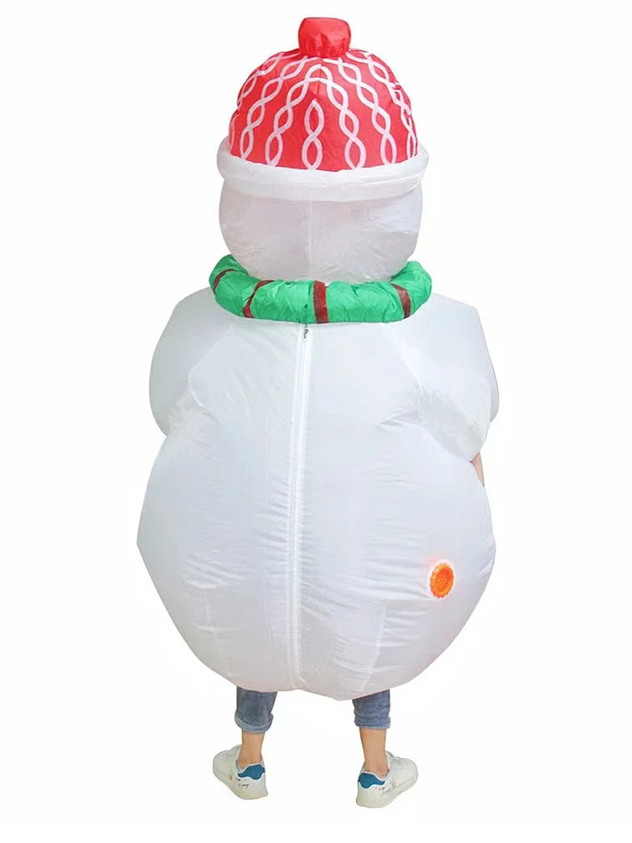 JYZCOS Winter Snowman Inflatable Costume for Adults Funny Blow Up White Snowman Suit Christmas Halloween Creative Clothes