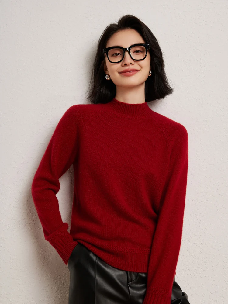

2025 New Luxury Women100% Cashmere Sweater Mockneck Pullover Thickened Highquality Cashmere Knitwear Autumn Winter Clothing Tops