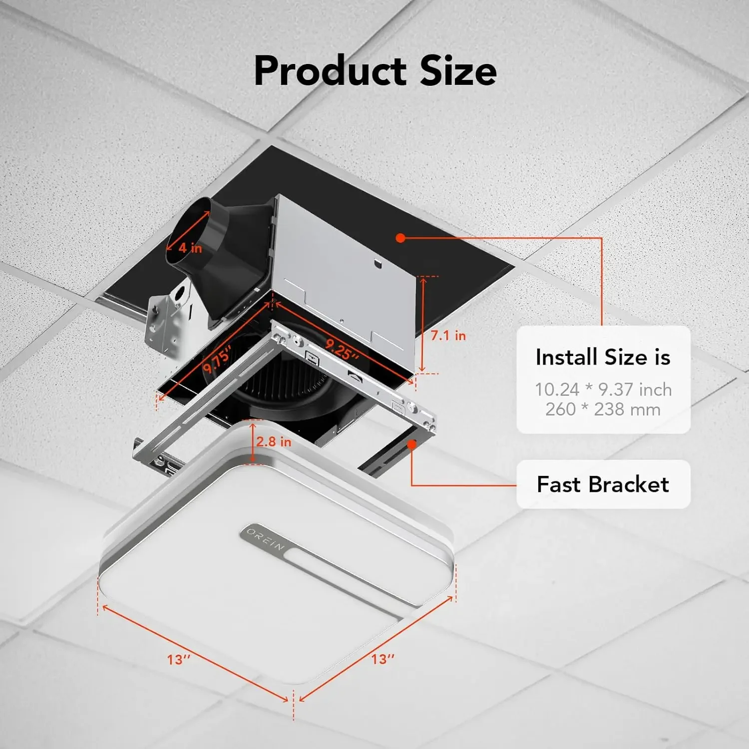 Bathroom Exhaust Fan with Light, 30W Exhaust Fan with Humidity Sensor, 80/110 CFM 0.8/1.0 Sone Bathroom Vent Fan with Light for