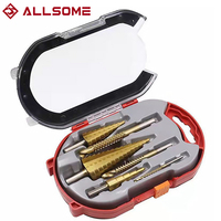 Allsome Step Drill Bits, HSS 6PCS Titanium Step Drill Bit Set, High Speed Steel Unibit Drill Bits Set for Sheet Metal