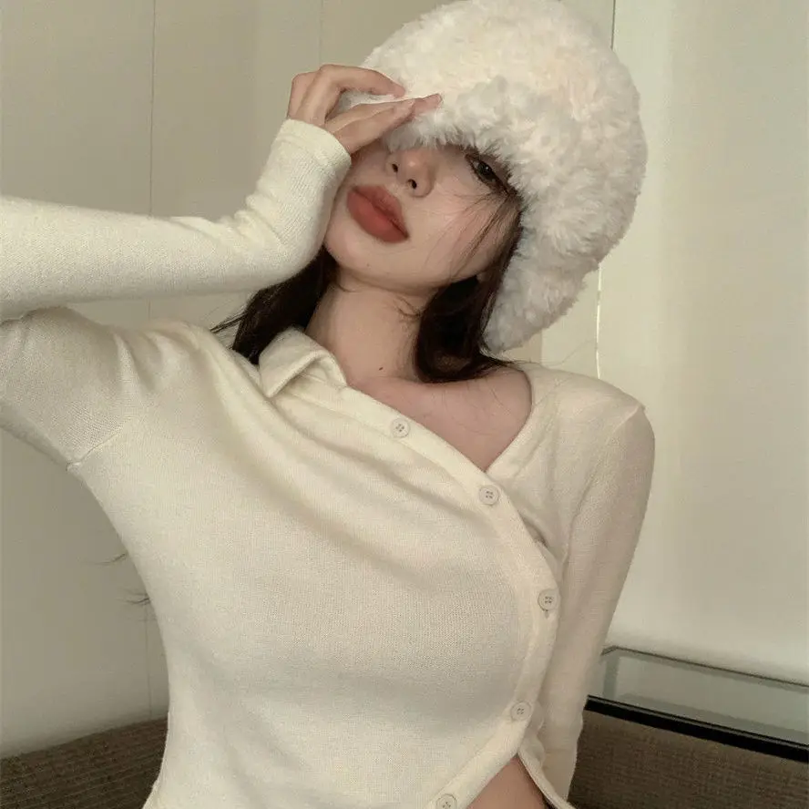 

Sweaters Jumpers Cardigans Womens Korean Style Punk Distressed Edge Raw Hem Concert Young Alternative Rock Rebellious Slim Sweet