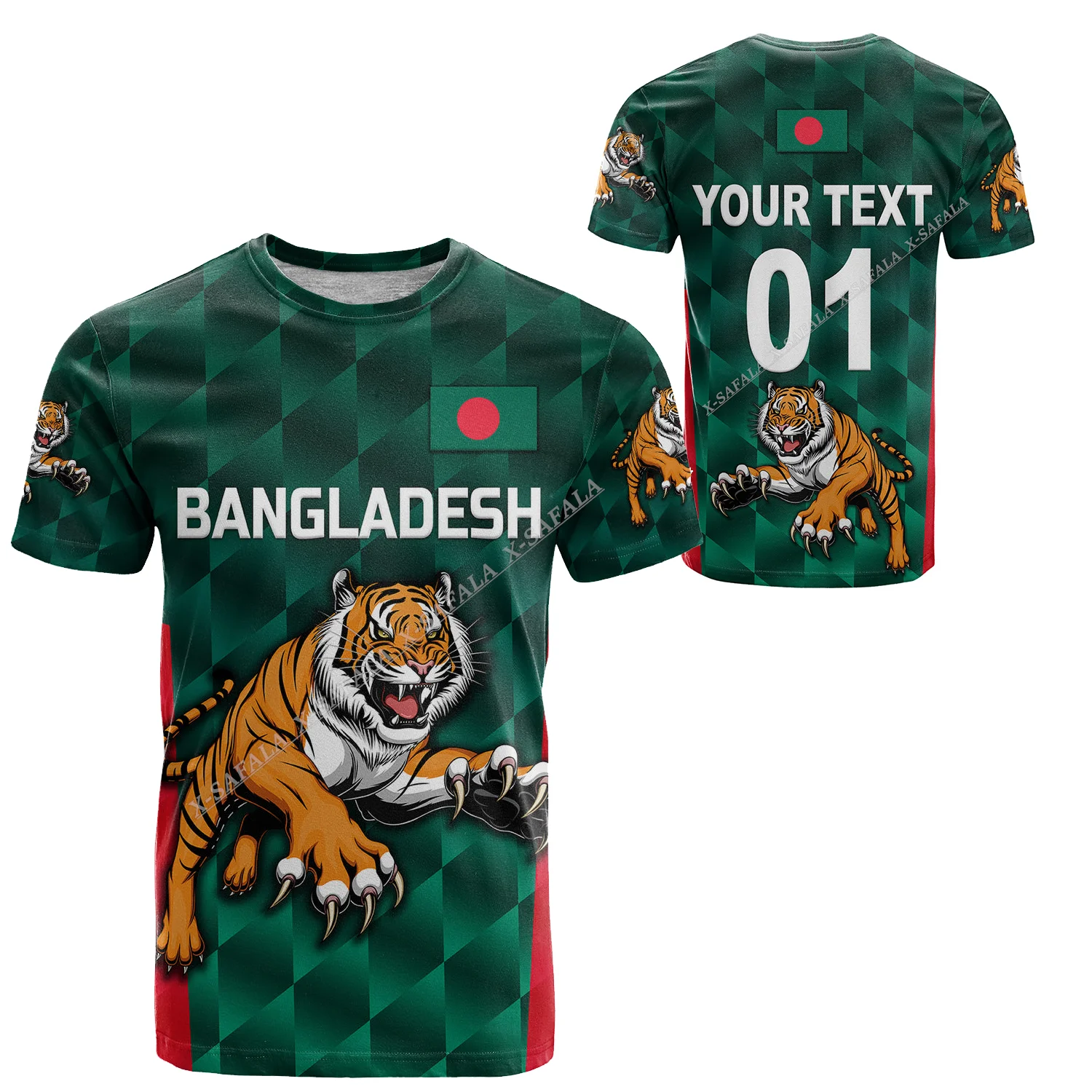 Bangladesh Cricket Tigers  Custom Text 3D Printed T Shirt Top Tee Men Quick Dry Breathable Adult Men Short Sleeve