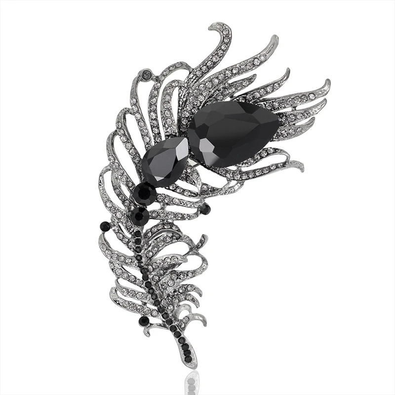 Large Size Vintage Luxury Multicolor Peacock Feather Brooch Advanced Crystal Rhinestones Brooches for Women Broche Femme Bijoux image 5