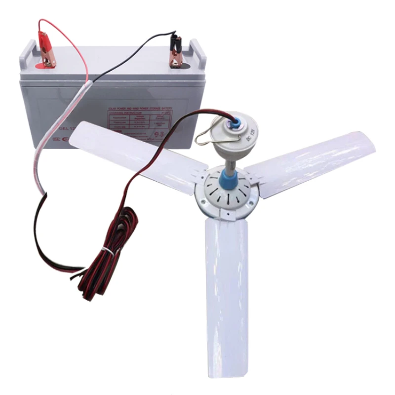 

Solar battery power supply 12v DC portable cooling mini ceiling fan outdoor camping indoor household fan