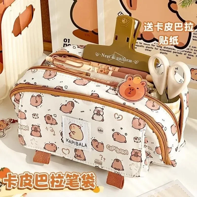 Kawaii Capybara Pencil Cases Large Capacity Pencil Bag Pouch Holder Box for Kids Office Student Stationery School Supplies Gift