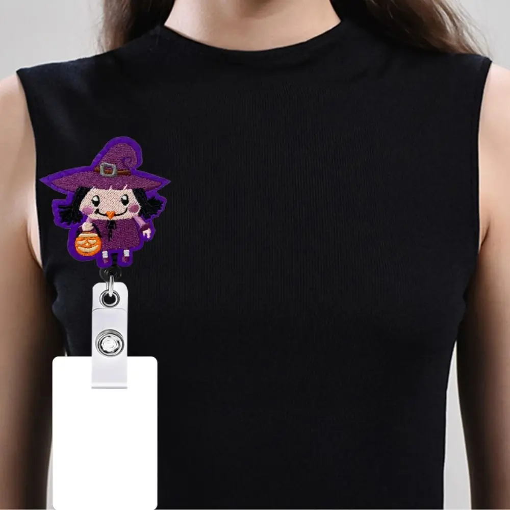 Cartoon Halloween Retractable Badge Reel Pumpkin Ghost Name Card Holder Bat Cat Keys Lanyard Party