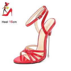 Extreme Fetish High Heels 16CM Stiletto Buckle Strap Ladies Sandals Night Club Women Shoes Plus Size 46 Sexy Striptease Pumps