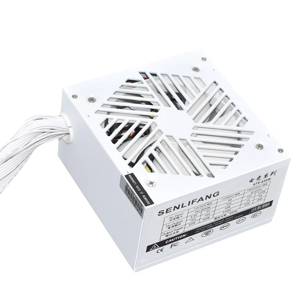 SENLIFANG biały ATX 650W 12CM podwójne łożysko wentylator chłodzący 110-230V PSU 20 + 4Pin 12V E-sportowy zasilacz do komputera gra wideo