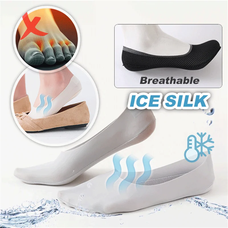 Breathable Ice Silk Socks 3 pairs set Summer Ultra-thin Ice Silk Mesh Breathable Socks Men Women Girl Asak Sock Invisible Anti