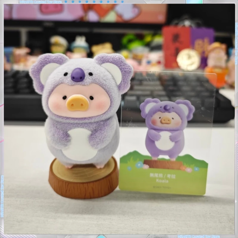 Caixa cega de porco lulu autêntica em estoque, série de porcos enlatados "festa animal" - estatueta moderna de companheiro de porco de casa