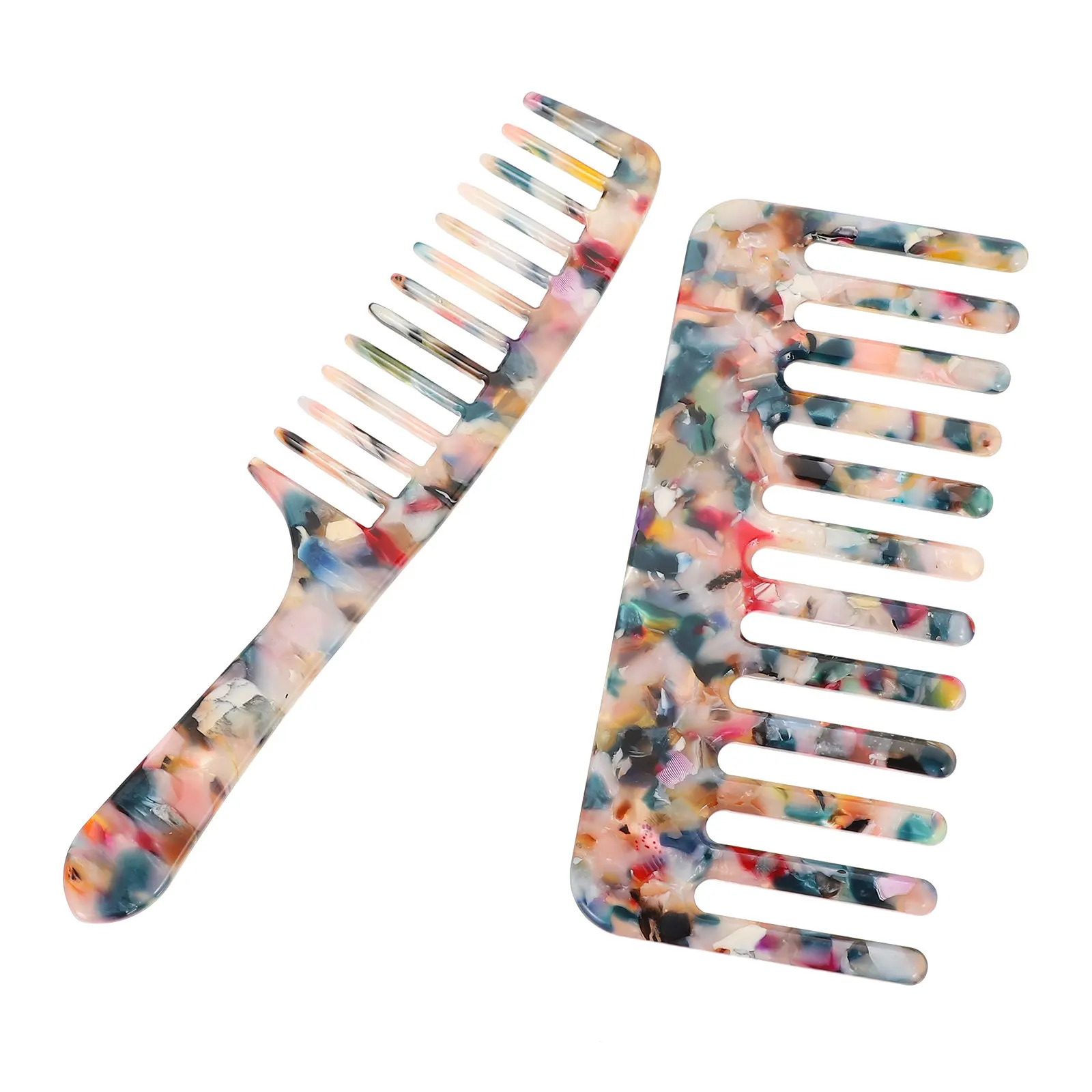 

Набор из 2 расчесок с широкими зубьями: антистатическая, с гладкими и мягкими зубцами, для домашнего и салонного использования, инструмент для укладки волос, расческа-роллер