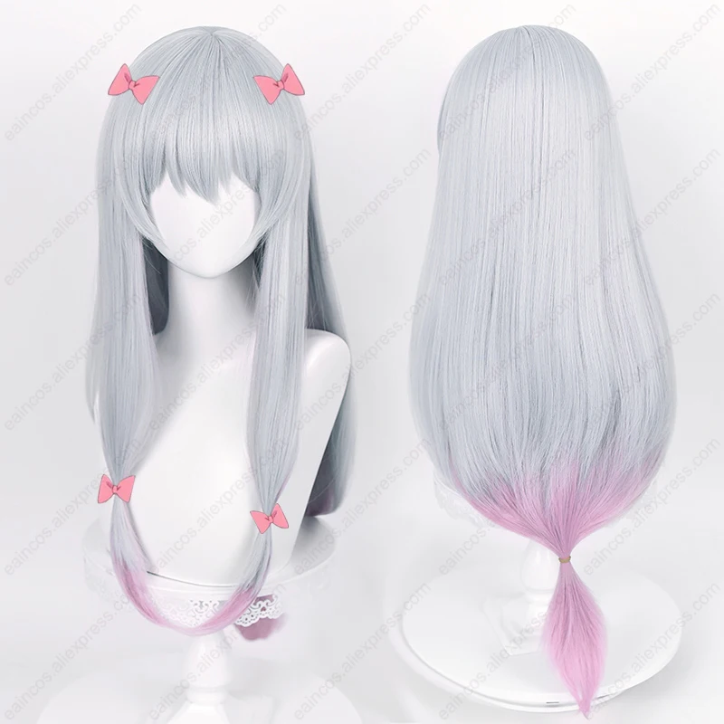 Anime Sagiri Izumi Cosplay Pruiken 80Cm Lang Gemengde Kleur Hittebestendig Synthetisch Haar Halloween Feest