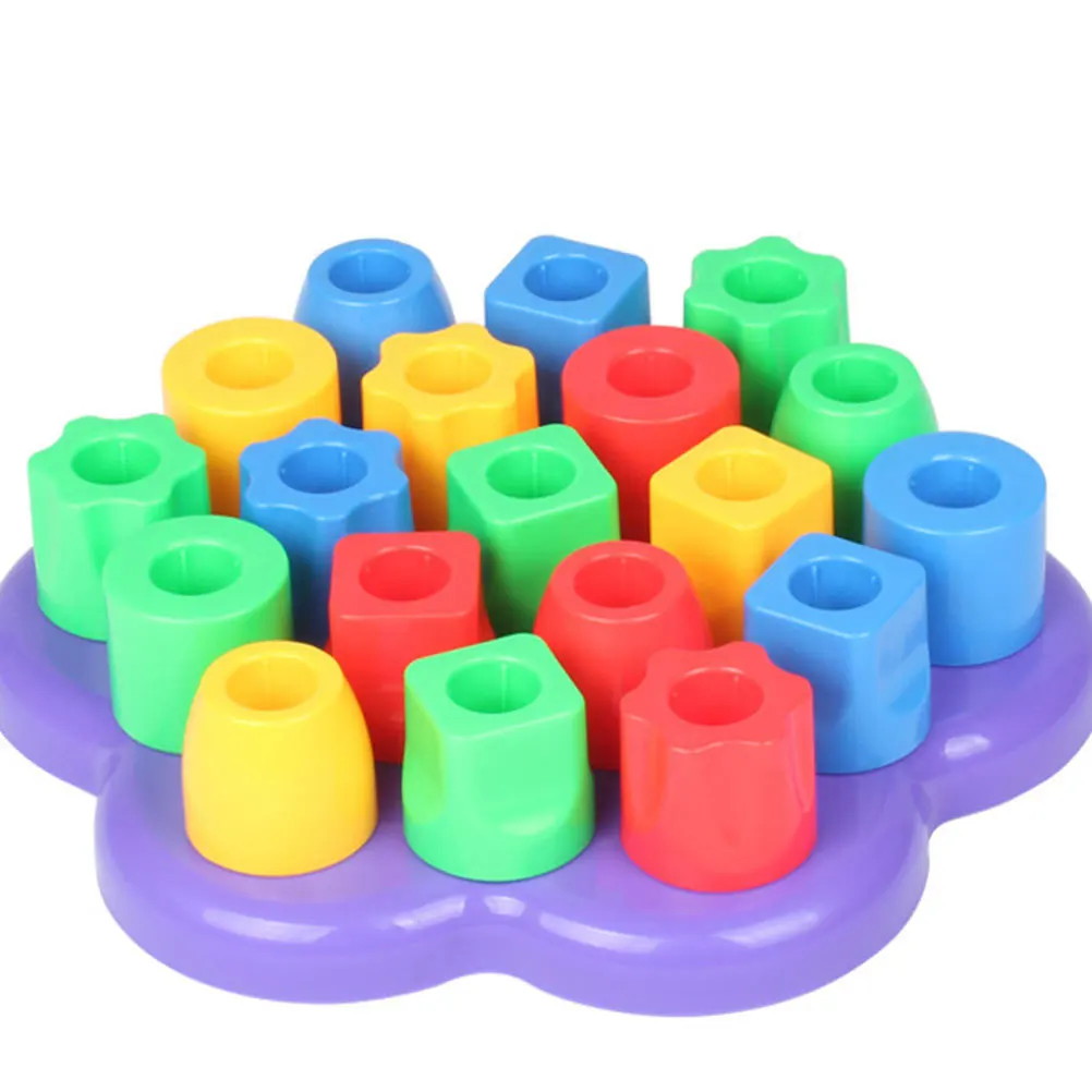 1pc Rainbow Stacking Shape Recognizing Blocks Colorful Geometry Learning Early Development Educational Game Baby Gift