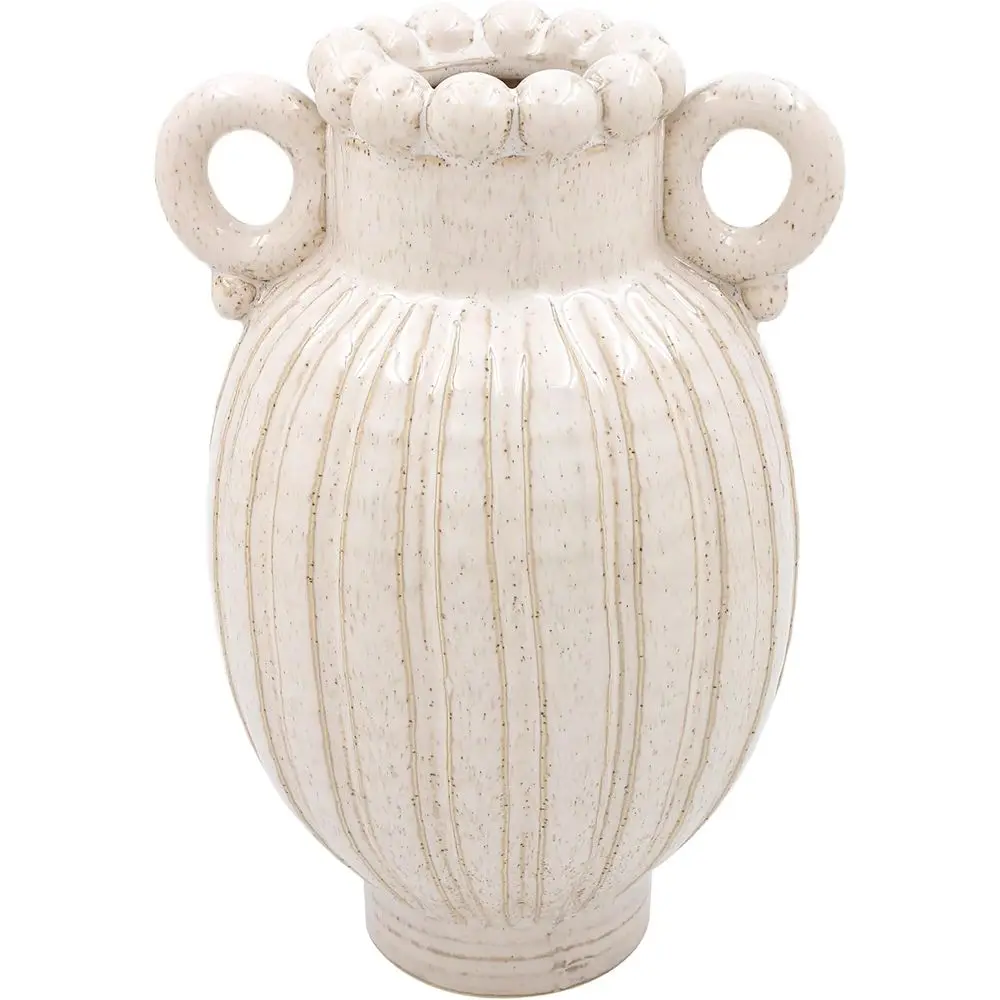 

Cream 22cm Glass Flower Vase - Elegant Home & Office Decor | Perfect for Living Room Centerpieces with Fresh or Artificial Flowe