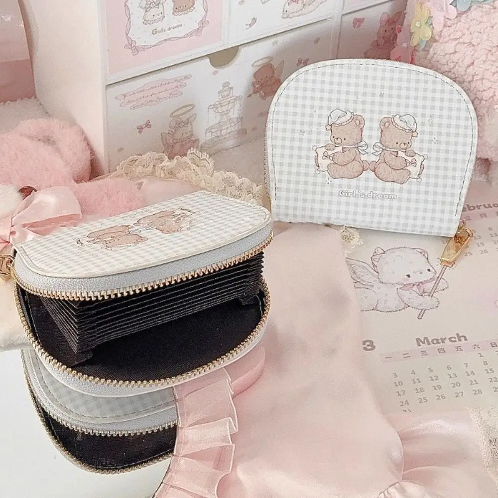 

Cute Good Night Bear Card Bag Anti Demagnetization Multiple Card Slots Coin Purse PU Leather Portable Card Holder Women Girls
