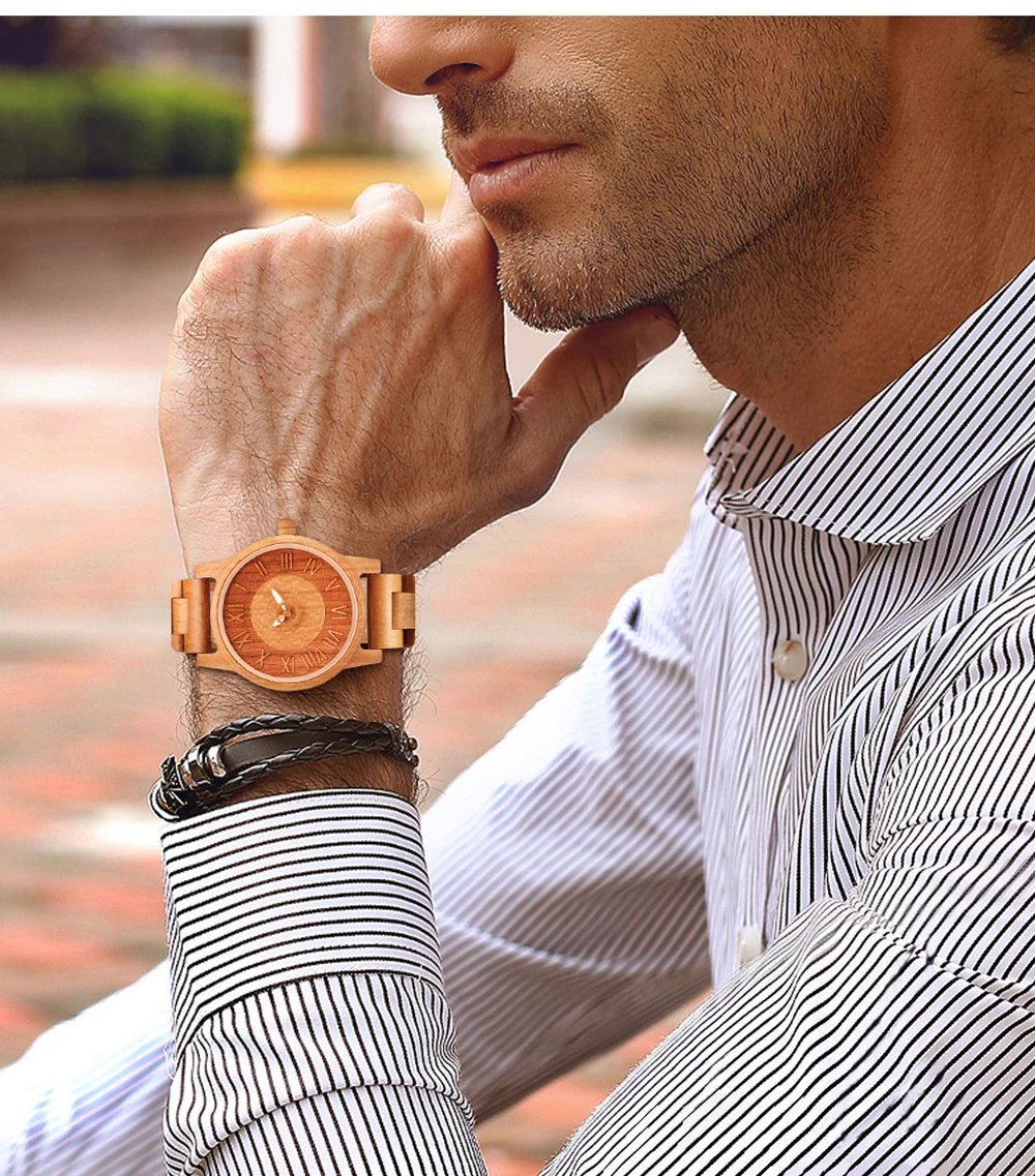Fashion Men's Wooden Watch - Multi-functional Quartz Movement Elegant Blend of Nature and Technology